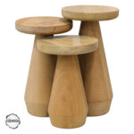 Alinda 3000 Doğal Ahşap Mantar Sehpa Takımı