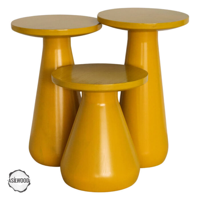 Aspendos 1006 Doğal Ahşap Mantar Sehpa Takımı - Görsel 1