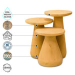 Aspendos 3000 Doğal Ahşap Mantar Sehpa Takımı - Görsel 5