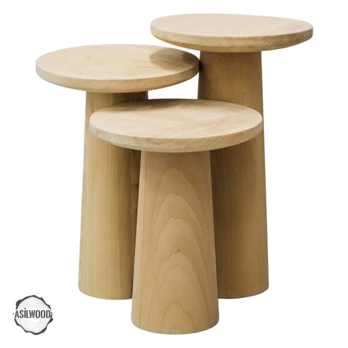 Assos 3000 Doğal Ahşap Mantar Sehpa Takımı - Görsel 1