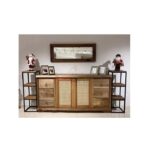 Kapaklı Çekmeceli Petek Detaylı Doğal Ceviz Ahşap Konsol