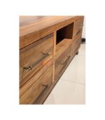 Tek Raf Beş Çekmeceli Doğal Ahşap Ceviz TV Ünitesi - Görsel 2