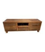 Tek Raf Beş Çekmeceli Doğal Ahşap Ceviz TV Ünitesi - Görsel 3