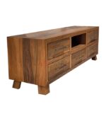 Tek Raf Beş Çekmeceli Doğal Ahşap Ceviz TV Ünitesi