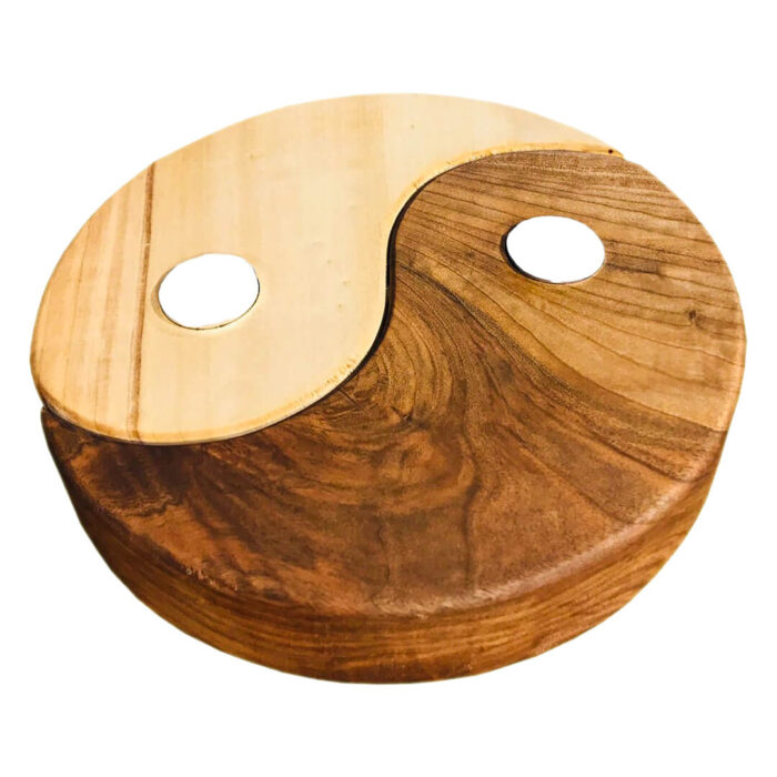 Ceviz Doğal Ahşap Yin Yang Mumluk - Görsel 2