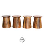 Dört Tabureli Ceviz Doğal Ahşap Mantar Masa Takımı - Görsel 8