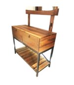 Siyah Metal Profilli İki Çekmeceli Geniş Alt Raflı Doğal Ceviz Aynalı Dresuar - Görsel 4