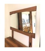 Siyah Metal Profilli İki Çekmeceli Geniş Alt Raflı Doğal Ceviz Aynalı Dresuar - Görsel 2