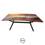 Epoksi Ceviz Yemek Masası - Banyan Ayak, Doğal Kenar