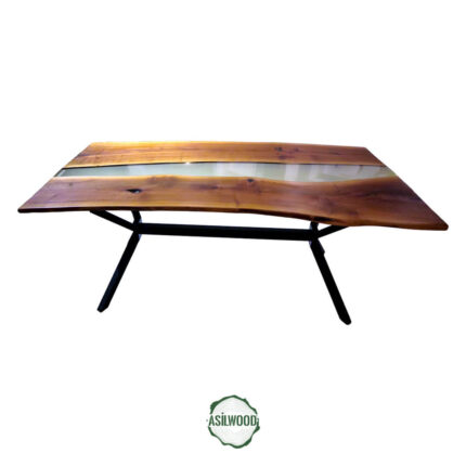 Epoksi Ceviz Yemek Masası - Banyan Ayak, Doğal Kenar