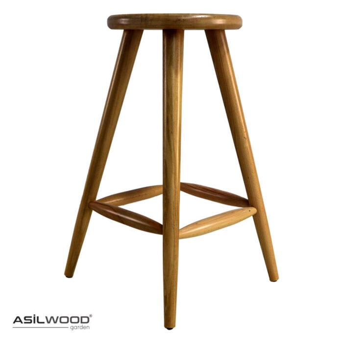 Kayın Doğal Ahşap Yuvarlak Tablalı Kafe Bistro Bar Taburesi Thonet Sandalye - Görsel 1