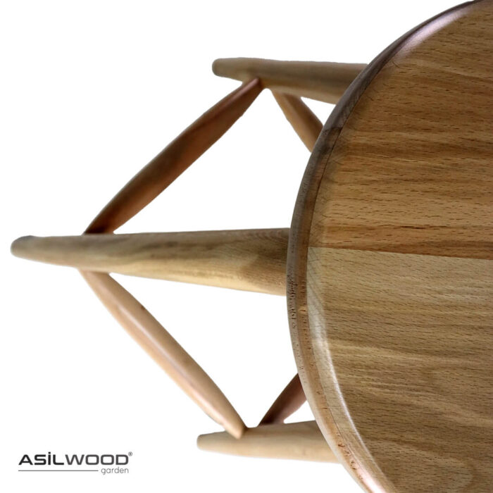 Kayın Doğal Ahşap Yuvarlak Tablalı Kafe Bistro Bar Taburesi Thonet Sandalye - Görsel 4