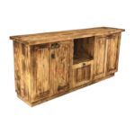 Yakma Eskitme İşlemli Otantik Ladin Doğal Ahşap Konsol