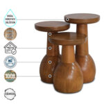 Lidya 1008 Doğal Ahşap Mantar Sehpa Takımı - Görsel 6