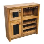 Kadeh Organizerli 12 Şişelik Doğal Ceviz Şaraplık