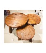 Ladin Ağacından Doğal Ahşap Üçlü Sehpa Takımı - Görsel 3