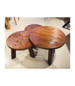 Ladin Ağacından Doğal Ahşap Üçlü Sehpa Takımı - Görsel 2