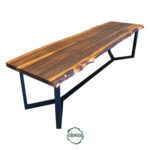 Ceviz Doğal Ahşap Masa Siyah Metal Elegans Ayak