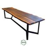 Ceviz Doğal Ahşap Masa Siyah Metal Elegans Ayak