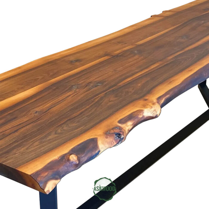 Ceviz Doğal Ahşap Masa Siyah Metal Elegans Ayak