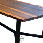 Ceviz Doğal Ahşap Masa Siyah Metal Elegans Ayak