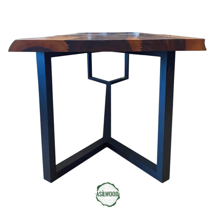 Ceviz Doğal Ahşap Masa Siyah Metal Elegans Ayak