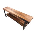 Siyah Metal Profilli Rustik Stil Doğal Ahşap Ceviz TV Ünitesi