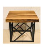 Ceviz Doğal Ahşap Kare Orta Sehpa - Görsel 3