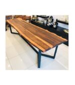 Siyah Metal Elegans Ayaklı 2 m Ceviz Doğal Ahşap Masa - Görsel 3