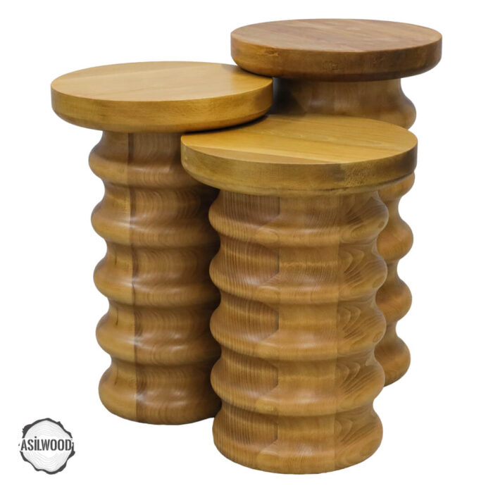 Zeugma 1009 Doğal Ahşap Mantar Sehpa Takımı - Görsel 1