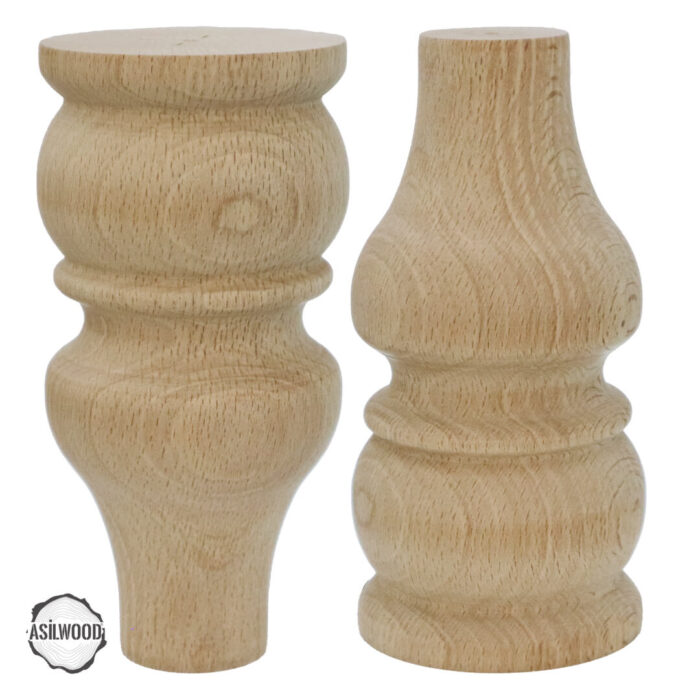 Ham Ahşap Mobilya Ayağı CNC Ayak Lamba Biçimli 8x8x15 cm (Boyasız Doğal) - Görsel 1