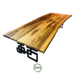 Ceviz Büyük Masa - Doğal Ahşap & Kenar, Kreatif Metal Ayak, 320 cm