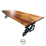 Ceviz Büyük Masa - Doğal Ahşap & Kenar, Kreatif Metal Ayak, 320 cm