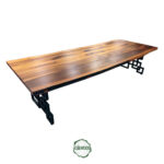 Ceviz Büyük Masa - Doğal Ahşap & Kenar, Kreatif Metal Ayak, 320 cm