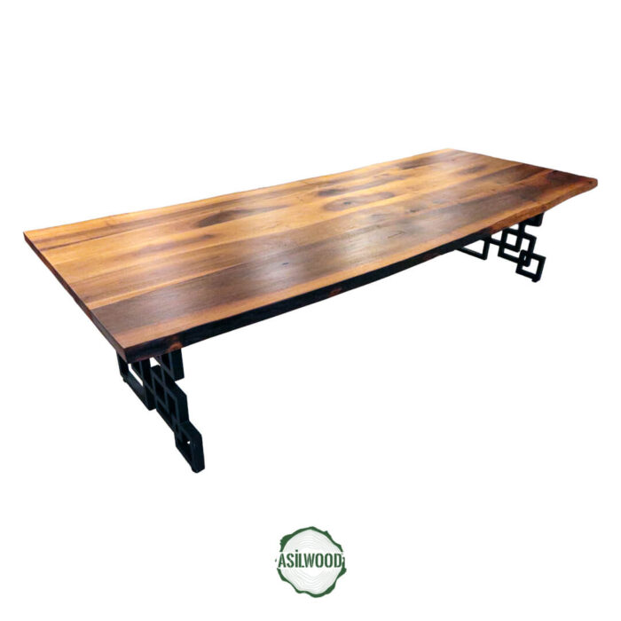 Ceviz Büyük Masa - Doğal Ahşap & Kenar, Kreatif Metal Ayak, 320 cm