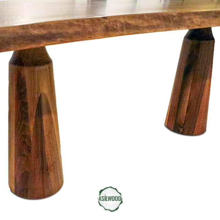 Ceviz Masa - Doğal Ahşap & Kenar, Özel Ayak, 2 m