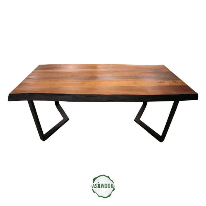 Ceviz Yemek Masası - Doğal Ahşap & Kenar, Metal Ayak, 2 m Ceviz Yemek Masası - Doğal Ahşap & Kenar, Metal Ayak, 2 m