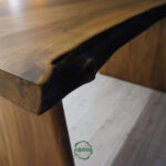 Pure Ceviz Masa - Doğal Ahşap & Kenar, Konik Ayak