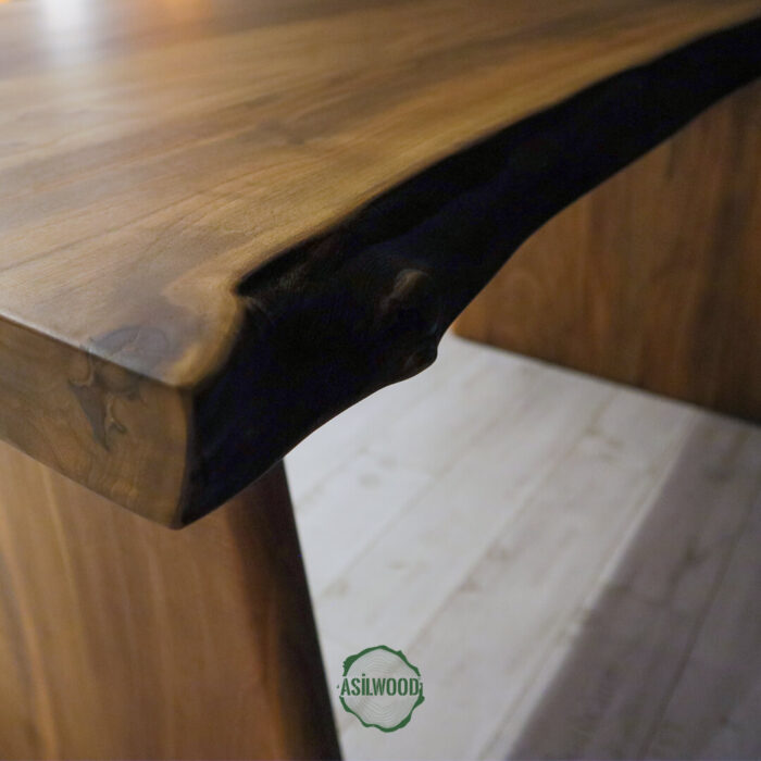 Pure Ceviz Masa - Doğal Ahşap & Kenar, Konik Ayak