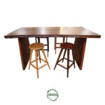 Pure Ceviz Masa - Doğal Ahşap & Kenar, Konik Ayak