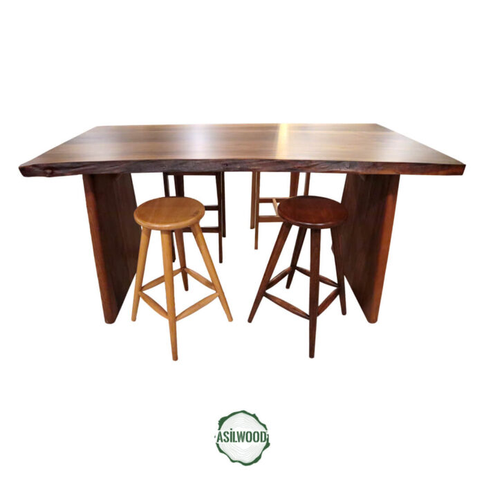 Pure Ceviz Masa - Doğal Ahşap & Kenar, Konik Ayak