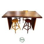 Pure Ceviz Masa - Doğal Ahşap & Kenar, Konik Ayak