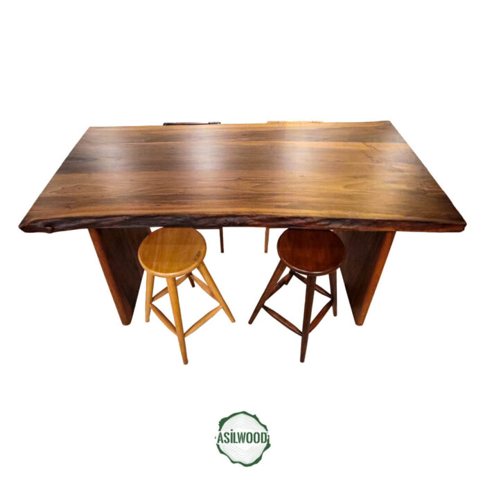 Pure Ceviz Masa - Doğal Ahşap & Kenar, Konik Ayak