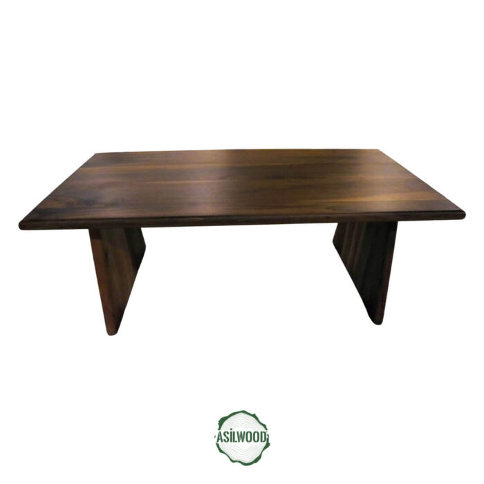 Pure Ceviz Masa - Doğal Ahşap, Oval Kenar, Konik Ayak