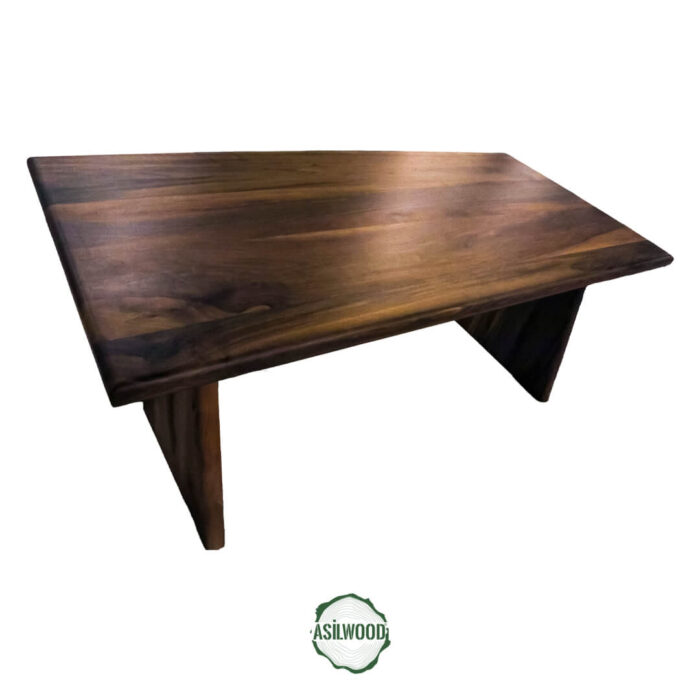 Pure Ceviz Masa - Doğal Ahşap, Oval Kenar, Konik Ayak