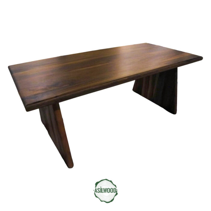 Pure Ceviz Masa - Doğal Ahşap, Oval Kenar, Konik Ayak