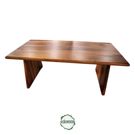 Pure Ceviz Masa - Doğal Ahşap, Oval Kenar, Konik Ayak