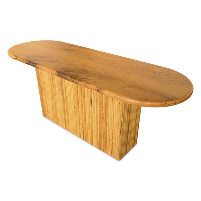 Masif Meşe Masa - Oval Kenar, Çıtalı Ayak