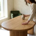 Masif Meşe Masa - Oval Kenar, Yarım Daire Çıtalı Ayak - Görsel 5