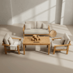 Stilo 4 Parça Bahçe Balkon Oturma Grubu Masif Çam [2+1+1+Masa]